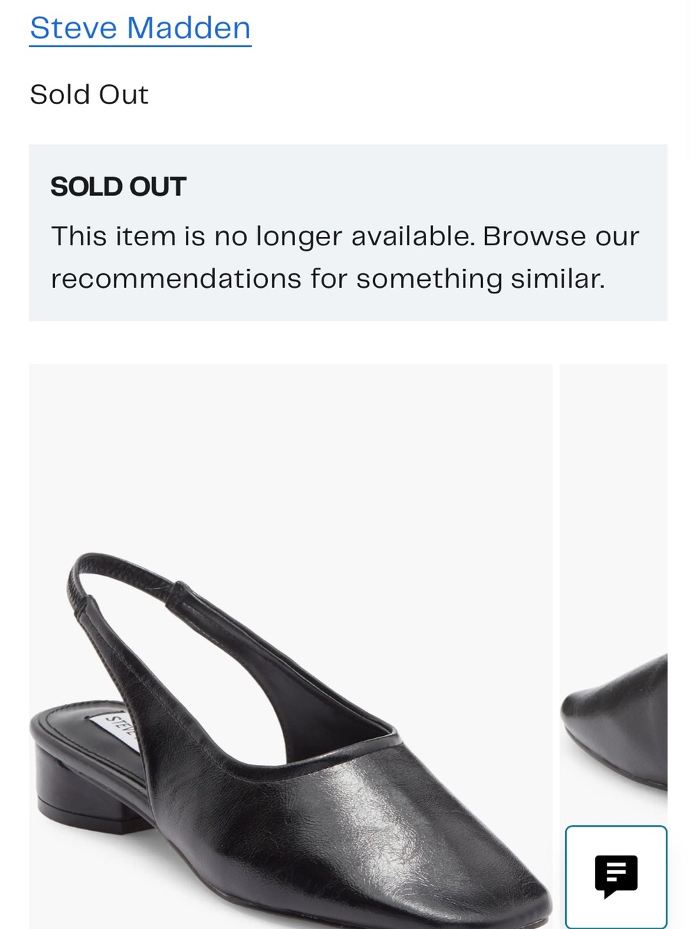 Steve Madden Black Leather Slingback Low Block Heel Mules